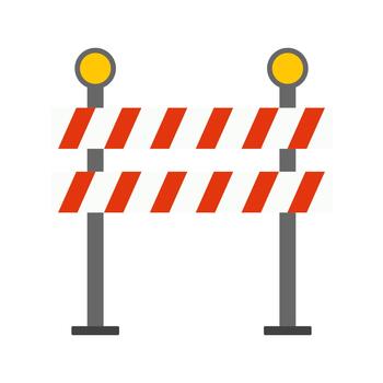 Closed road barrier with a stop sign blocking access. Minimalist flat design of traffic control elements on a clean background. vector