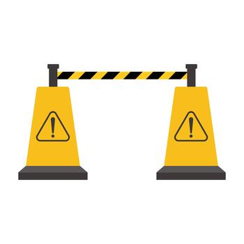 Close-up of a red and white road barrier with a stop sign, blocking access to a parking area. Minimalist flat design with clear traffic signals. vector