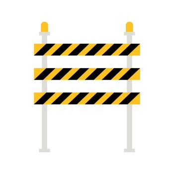 cerrado la carretera barrera con un detener firmar bloqueo acceso en un claro día. sencillo plano diseño tráfico controlar para estacionamiento restricción. vector