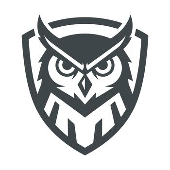 oscuro gris búho emblema con agudo angular caracteristicas en blanco antecedentes logo símbolo vector