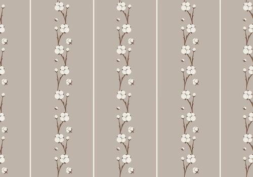 algodón vástago raya sin costura modelo en calentar gris antecedentes con botánico vertical líneas vector