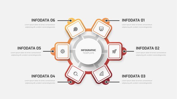 Infographic Presentation with Abstract Design, Gradient Color, 6 Options and Icon vector