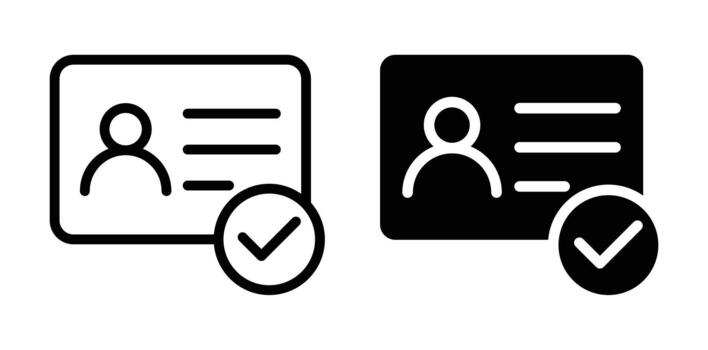 Identification Card Icon Set with Check Mark Design for Verification Use vector