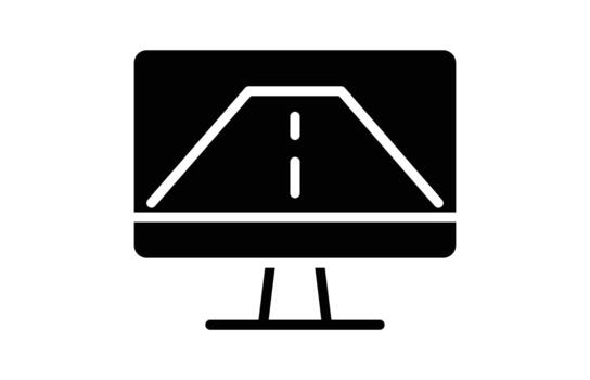 computadora monitor mostrando un la carretera gráfico interfaz para navegación sistema vector