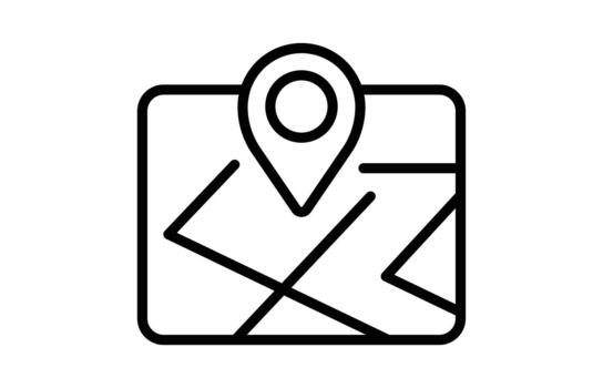 Minimalist Line Art Map Icon for Navigation and Location Services vector