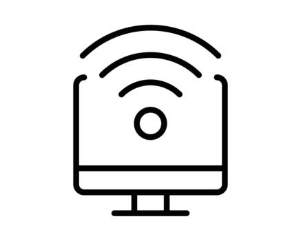 sencillo contorno de un computadora monitor con Wifi señal olas ilustración vector