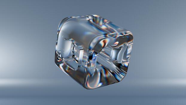 3D render of a transparent hollow cube with smooth edges and light dispersion. Futuristic and minimal abstract object ideal for design, branding, or conceptual visual content. photo