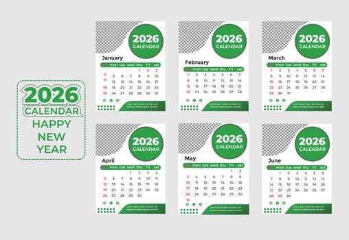 2026 Calendar Design Template Editable Modern Minimal Layout vector