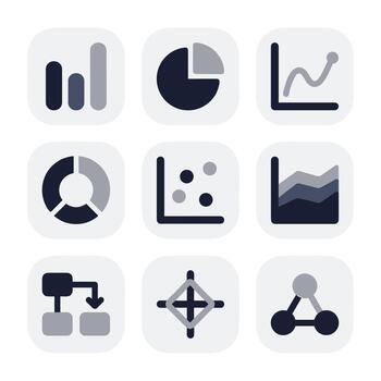 Simple Flat Design Data Diagram Icon Set For User Interface vector