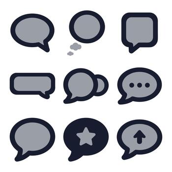 Minimalist Bold Outline Communication Bubbles Message Speech Conversation Icon Set vector