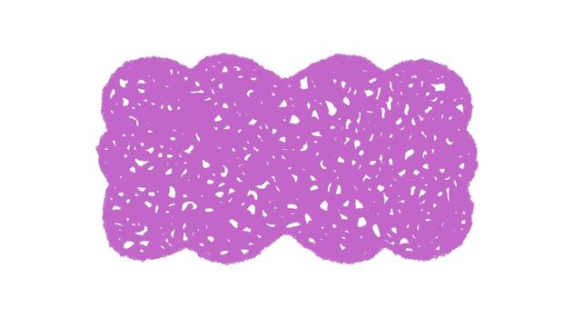 Groovy purple scallop rectangle frame with sketched border and chalk crayon sketch style. Retro y2k graphic background and shading, modern accent for creative projects trendy vintage themes. vector