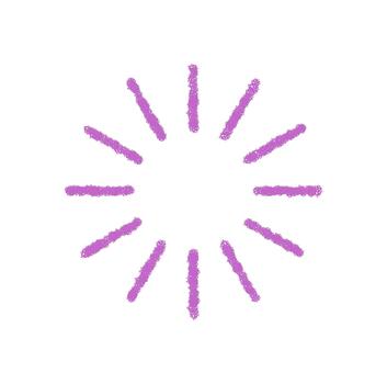 Chalk firework burst forms a purple circle symbol. Sparkle explosion and magic icon with soft chalk stroke. Celebration spark and festive graphic for vibrant backgrounds party themes. vector