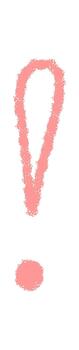 Pink crayon sketch exclamation icon and punctuation symbol. Hand drawn font mark as creative character element in bold style. Eye graphic accent for use as a playful symbol in text or design vector