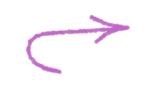 Pastel swirl hand drawn arrow sketch with chalk effect. Curved crayon pointer forms a unique turn icon. Art element creates a playful direction, suitable for abstract designs and modern templates. vector