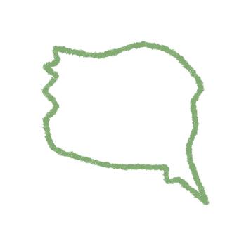 Wavy chalk outline speech bubble icon in green color. The bubble has an irregular box and subtle circle style, ideal for comment or chat design and for messages in communication themes. vector