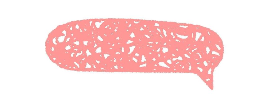 rosado charla globo como lápiz de color Escribiendo bosquejo. orgánico habla burbuja con redondo mensaje forma, Perfecto para hablar y comunicación conceptos en gráfico estilo. vector