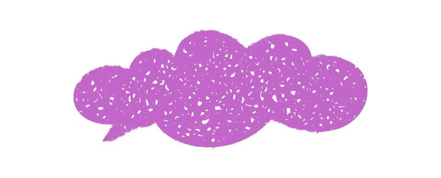 Chalk cloud speech bubble in sketch style. Fluid pink form as dialogue and message icon. Playful talk comment for chalkboard and communication, abstract template, vivid concept element. vector