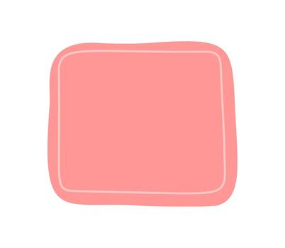 Hand drawn wavy quote frame in organic square form. Blob shape as fluid pink rectangle doodle with clean textbox and bold graphic edge. Modern background frame for text and creative design. vector