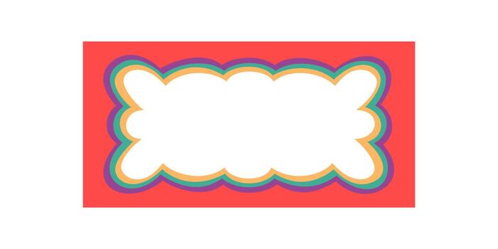 Groovy scallop rectangle border and retro frame in funky cartoon graphic style. Psychedelic and playful graphic shape with y2k background, ideal for cool creative accent or pop art project. vector