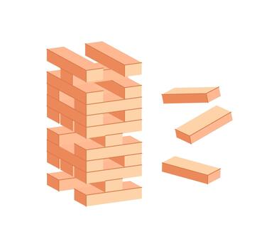 juguetón de madera jenga juego de mesa preparar en mesa. de madera bloques crear un divertido y habilidad juego para estrategia amantes clásico tablero juego pedazo para familia entretenimiento, mesa actividad, y interior divertido, vector