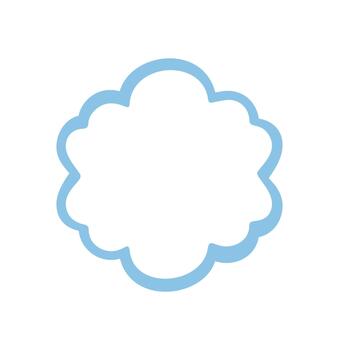 Groovy outline scallop bubble shape border with retro line doodle look. Abstract y2k frame and graphic element, blue background, modern pop accent. Playful and creative stock style. vector