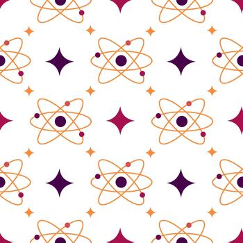 seamless pattern of molecules with a science theme vector