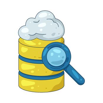 ilustración de nube base de datos con aumentador vaso vector