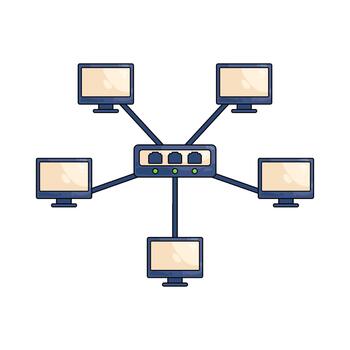 ilustración de conectado computadora red vector