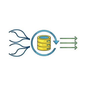 ilustración de datos Procesando ciclo con base de datos almacenamiento vector