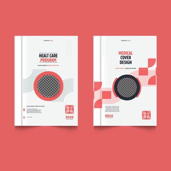 Set of A medical cover design for a health care program featuring with text frame. Font message vector