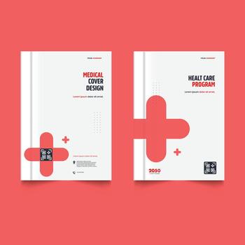Set of A medical cover design for a health care program featuring with text frame. Font and paper product used for message illustration vector