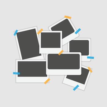 Set of Realistic photo frame mockup displayed on white background. Vintage postcard Photo frame mockup with highlighted shadow collection vector