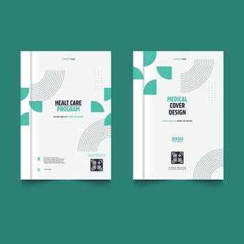 Set of A medical cover design for a health care program featuring with text frame. paper product used for message vector