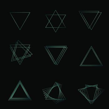 Set of turquoise frames. Linear decorative geometric collectible turquoise frames framed on background, minimalism, thin lines vector