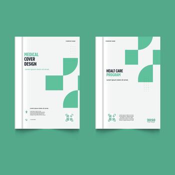 Set of A medical cover design for a health care program featuring with text frame. Font paper product used for message vector