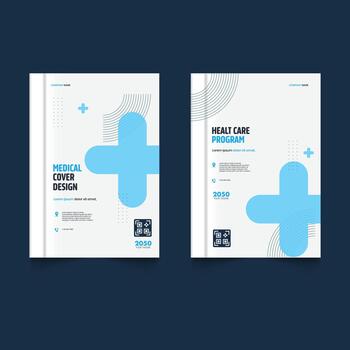 Set of A medical cover design for a health care program featuring with text frame. Font and paper product used for message vector