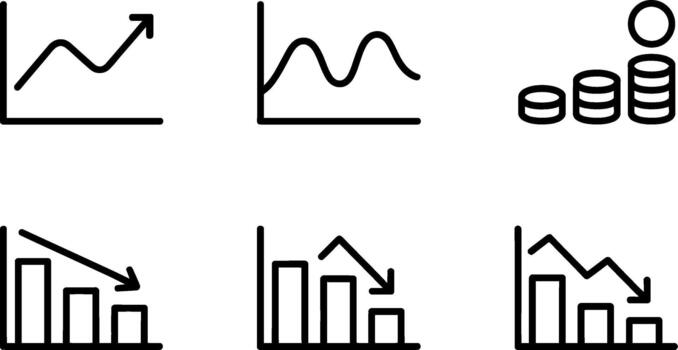 A Financial and statistical graph icons set isolated on white vector