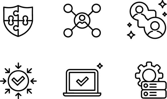seguridad y tecnología íconos conjunto aislado en blanco vector