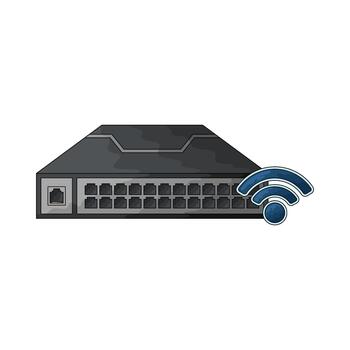 Illustration of Network Switch with WiFi Symbol vector