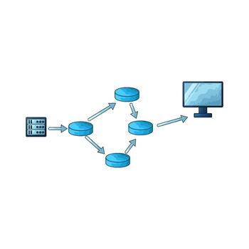 red diagrama con servidor y computadora vector