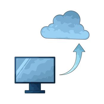 nube informática con computadora y flecha vector