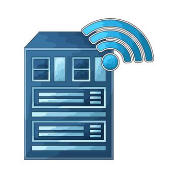 ilustración de servidor con Wifi símbolo vector