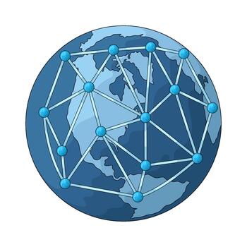 Global Network on Globe vector