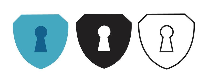 seguridad proteger bloquear icono en departamento, sólido y contorno estilo. símbolo de datos proteccion, privacidad, la seguridad cibernética, seguro sistema, negocio la seguridad y digital confianza. vector