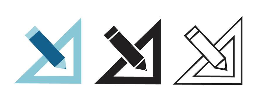 Creative Design and Planning Icon with Pencil and Ruler in Flat, Solid, and Outline Style for Business Concept vector