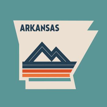 Arkansas Mountain Lines in Retro Color Perfect for Print, Apparel, etc vector