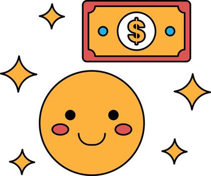 A smiling face with a dollar bill in the background vector