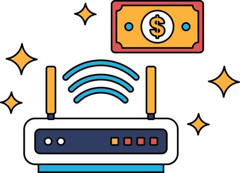 un Wifi enrutador con un dólar cuenta siguiente a eso vector