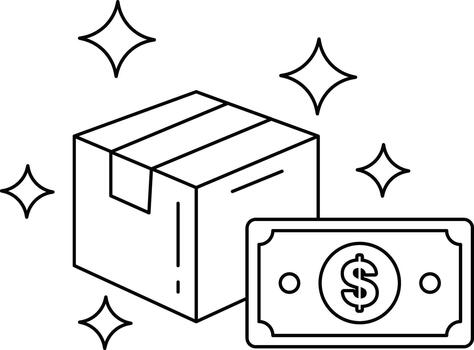 A box with a dollar bill on top of it vector