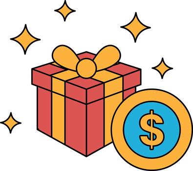 A box with a bow on top and a dollar sign on the bottom vector
